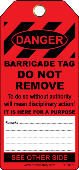 BARRICADE TAG - RED (100/pk)