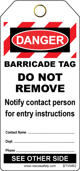 BARRICADE TAG - WHITE (100/pk)