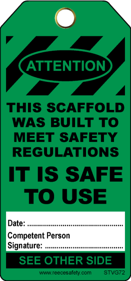 SCAFFOLD TAG - GREEN (100/pk)