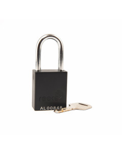Aluminium bodied safety padlock with steel shackle-black-Keyed to Differ