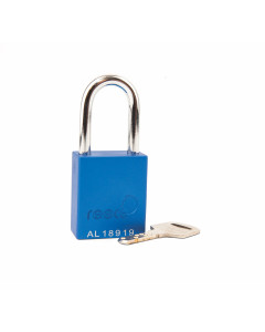 Aluminium bodied safety padlock with steel shackle-blue-Keyed to Differ