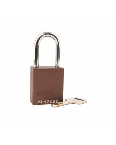 Aluminium bodied safety padlock with steel shackle-brown-Keyed to Differ