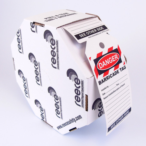 BARRICADE TAG WHITE- ROLL OF 100