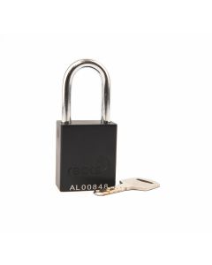 Aluminium bodied safety padlock with steel shackle-black-Keyed Alike