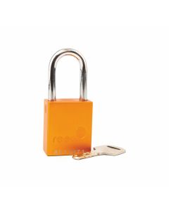 Aluminium bodied safety padlock with steel shackle-yellow-Keyed Alike