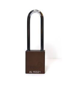 Aluminium bodied safety padlock with steel shackle-brown-Keyed Alike-long