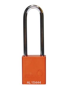 Aluminium bodied safety padlock with steel shackle-orange-Keyed Alike