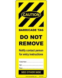 BARRICADE TAG INSERT - YELLOW (50/pk)