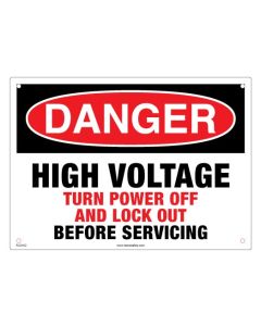 Lockout Sign - Danger High Voltage Turn power off before servicing