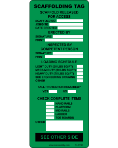 SCAFFOLD TAG INSERT - GREEN (50/pk)