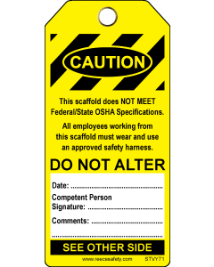 SCAFFOLD TAG - YELLOW (100/pk)