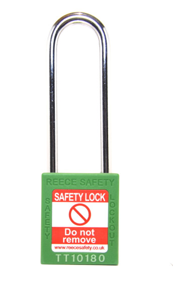 GREEN Steel Shackle safety padlock keyed alike long