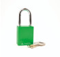 Aluminium bodied safety padlock with steel shackle-green-Keyed to Differ