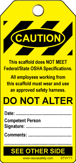 SCAFFOLD TAG - YELLOW (100/pk)