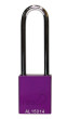 Aluminium bodied safety padlock with steel shackle-purple-Keyed to Differ-long