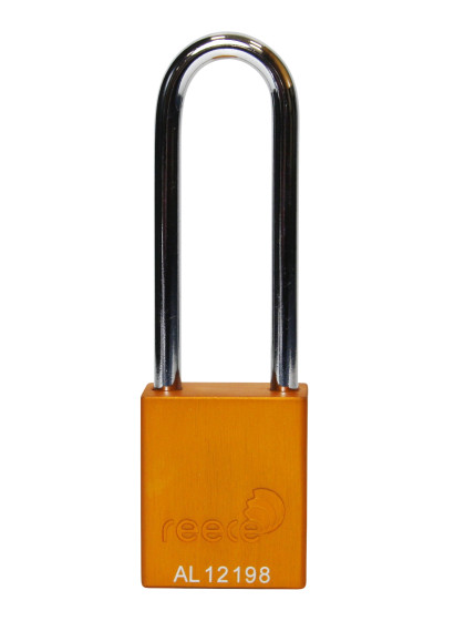 Aluminium bodied safety padlock with steel shackle-yellow-Keyed Alike-long