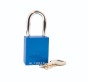 Aluminum bodied safety padlock with steel shackle-blue-Keyed to Differ