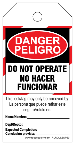 DO NOT OPERATE - BILINGUAL(ENG/ESP)- ROLL OF 100