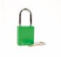 Aluminium bodied safety padlock with steel shackle-green-Keyed Alike