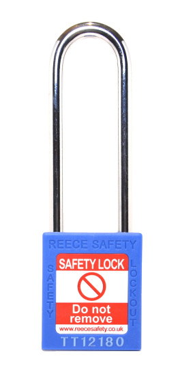 BLUE Steel Shackle safety padlock keyed alike long