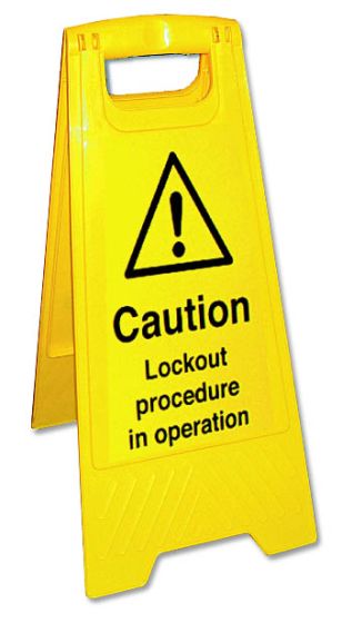 A Board, Danger - Caution Lockout procedure in operation