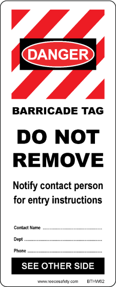 BARRICADE TAG INSERT - WHITE (50/pk)