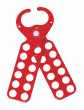 Lockout Hasp steel, red plastic coated, scissor action 1" dia jaws