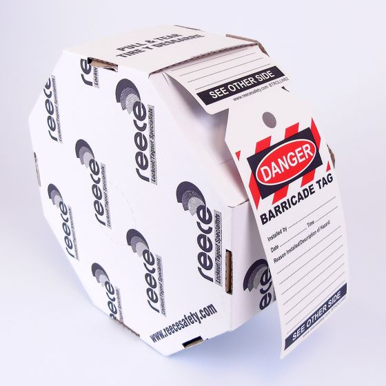 BARRICADE TAG WHITE- ROLL OF 100