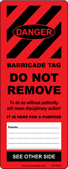 BARRICADE TAG INSERT - RED (50/pk)