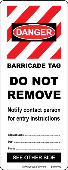BARRICADE TAG INSERT - WHITE (50/pk)