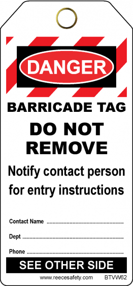 BARRICADE TAG - WHITE (100/pk)