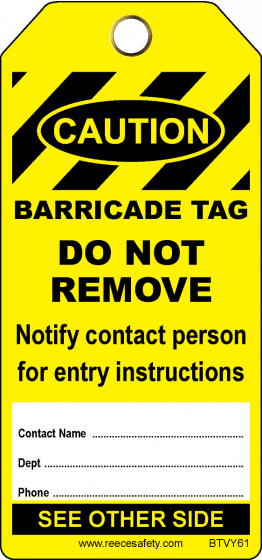 BARRICADE TAG - YELLOW (100/pk)