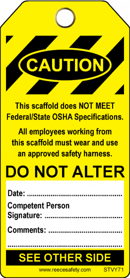 SCAFFOLD TAG - YELLOW (100/pk)