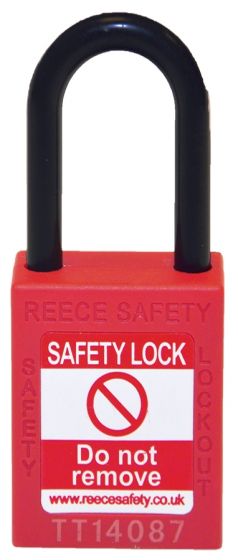  RED Plastic Shackle safety padlock keyed alike to KA30003
