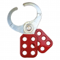 MLH6 Lockout Hasp steel, red plastic coated, scissor action 38mm dia jaws