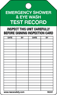 Emergency Shower and Eye Wash Test Record Tag (25/pk)