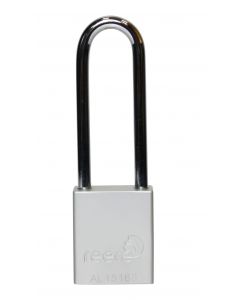 Aluminium bodied safety padlock with steel shackle-silver-Keyed Alike-long