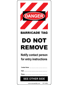 BARRICADE TAG INSERT - WHITE (50/pk)