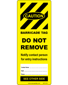 BARRICADE TAG INSERT - YELLOW (50/pk)