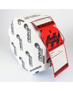 BARRICADE TAG RED- ROLL OF 100
