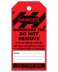 BARRICADE TAG RED - ROLL OF 250