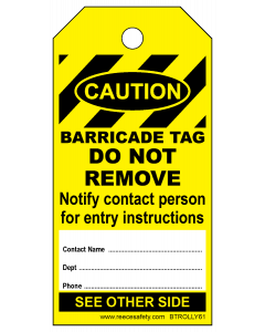 BARRICADE TAG YELLOW - ROLL OF 100