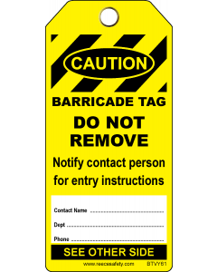 BARRICADE TAG - YELLOW (100/pk)
