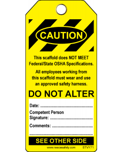 SCAFFOLD TAG - YELLOW (100/pk)