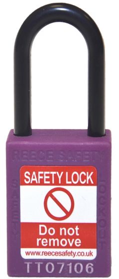  PURPLE Plastic Shackle safety padlock keyed alike to KA30002