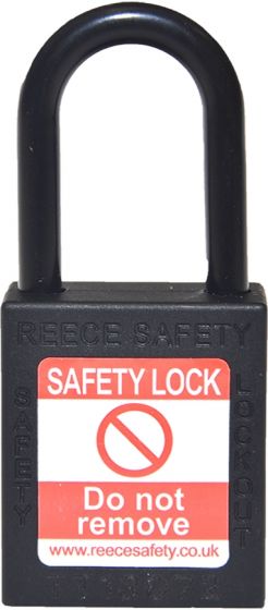  BLACK Plastic Shackle safety padlock keyed alike to KA30008